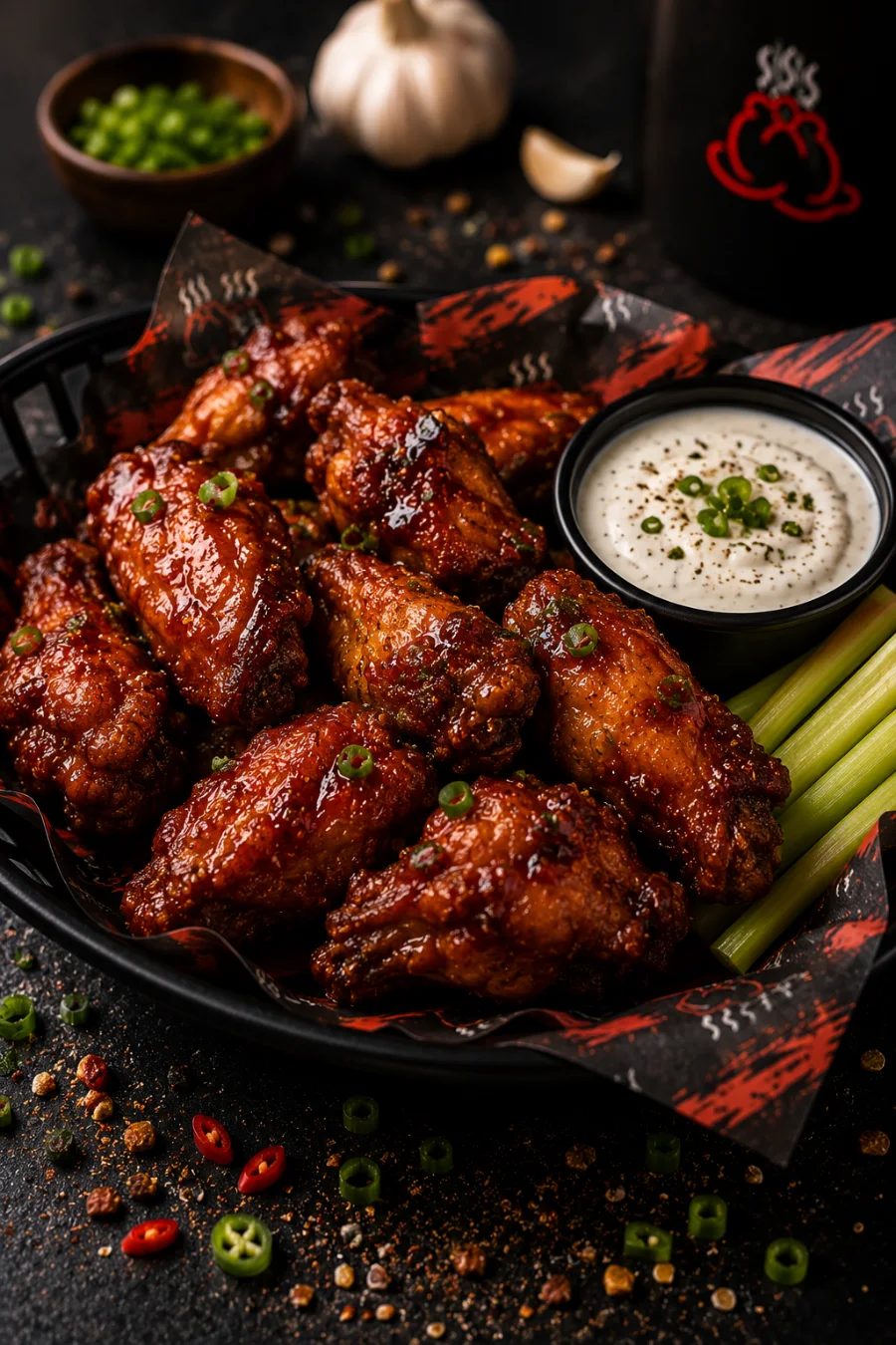 Glazed chicken wings
